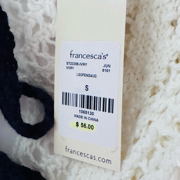 White Fringe Crochet Sweater off the shoulder - Picture 7 of 7